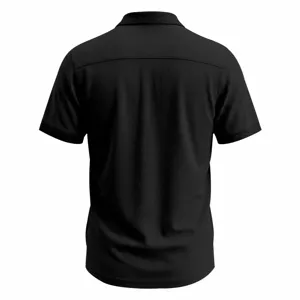Heren effen zwart korte mouw wafel polo shirt casual los zomer outdoor top basis kleding