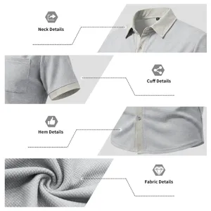 Heren wafelbreisel korte mouw polo hemd casual contrast kraag zomer top shirtje