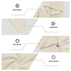 Heren casual fleece hoodie warme lange mouwen capuchon sweatshirt in effen beige.