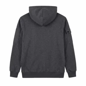 Herren gefütterter Kapuzenpullover dunkelgrau Cargo Sweatshirt Rückansicht Detailaufnahme