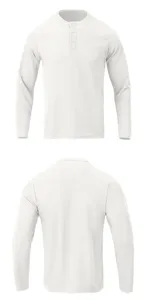 Men's solid color long sleeve ribbed henley shirt casual basic tee top for autumn wear