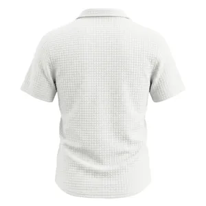 Men's Summer Retro Jacquard Grid Casual Business Stand Collar Zipper Short Sleeve Polo Shirt