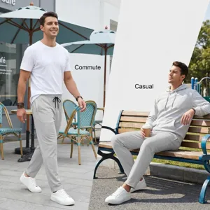 Men's quick-drying casual straight pants, breathable elastic sweatpants for commute and daily wear.