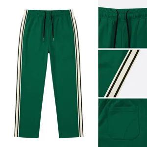 Pantalon de jogging vert avec bandes contrastées, taille cordon et poche arrière.
