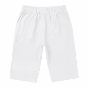 Men's casual white cropped shorts with comfortable drawstring waist for summer vacation daily wear.