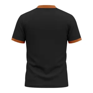 Back view of men's waffle short sleeve polo shirt, casual colorblock summer top.