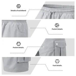 Hombres casual suelto exterior cargo deporte color sólido cordón multi-bolsillos pantalones cortos