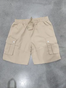 Pantalones cortos cargo de verano para hombre, corte holgado con cordón y bolsillos.