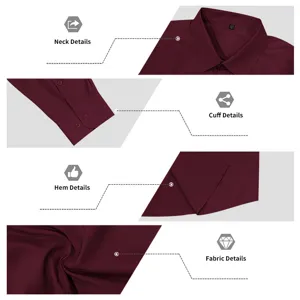 Camisa de manga larga lisa para hombre vista detallada con tela premium, cuello y puños finos.