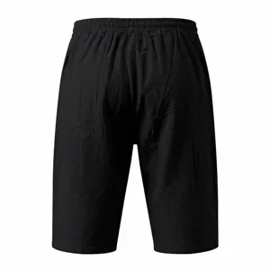 Men's casual black capri shorts with drawstring waist for summer resort daily wear.
