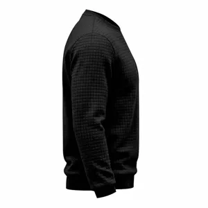 Men's solid color crewneck long sleeve waffle knit casual thermal sweatshirt top trendy