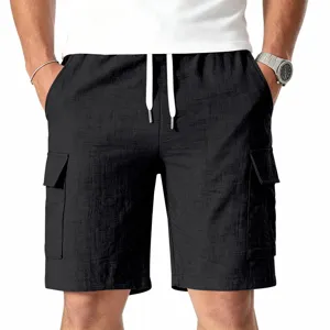 Pantalones cortos cargo casuales para hombre con cordón, shorts de playa de secado rápido.