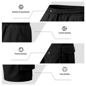 Pantalones cortos cargo hombre verano amplios vista detalle con cintura, bolsillos y dobladillo.