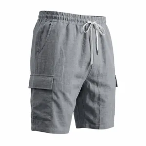 Pantalones cortos cargo casuales de hombre de secado rápido con cordón y bolsillos detalles.