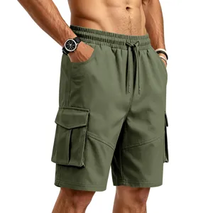 Pantalones cortos cargo de verano para hombre, ajuste holgado, multi bolsillos estilosos.
