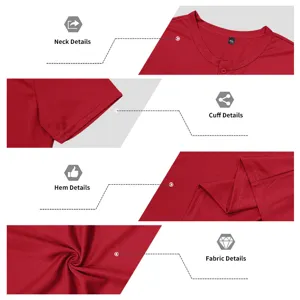 Men's solid red short sleeve Henley t-shirt casual slim fit breathable summer top apparel