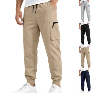 Men's casual cargo sweatpants with multi pockets and elastic cuffs for sports and daily wear.