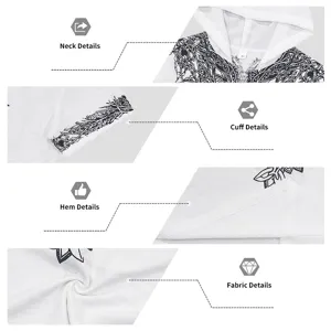 Detailed view of men's viking hooded shirt showcasing neck, cuffs, hem and high quality fabric.