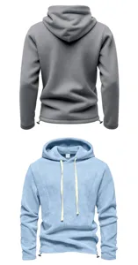 Detailansicht des Fleecepullovers mit verstellbarem Kordelzug und bequemer Passform.