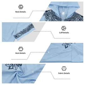 Men light blue viking tree of life hooded short sleeve detail view summer shirt top