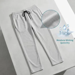 Men's breathable quick dry mesh casual straight leg pants for summer sports joggers and daily wear