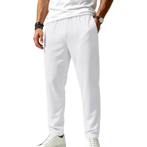 Men's white athletic jogger pants breathable quick-dry casual straight pants summer