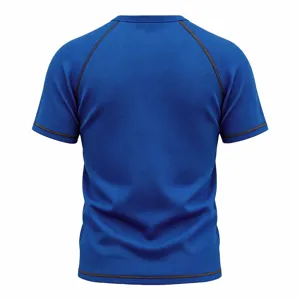 Men's breathable waffle knit raglan short sleeve T-shirt in blue with contrast stitching detail.