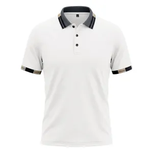 Camisa polo golf manga corta para hombre top deportivo casual con cuello y puños contrastantes