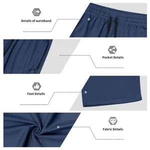 Close-up details of the men's breathable mesh athletic shorts waistband, pocket and fabric.