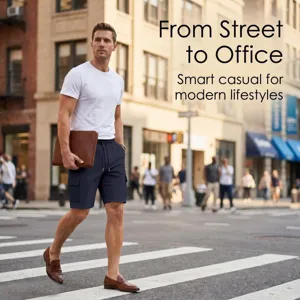 Men's casual cargo shorts summer outdoor multi-pocket grid design stylish daily wear