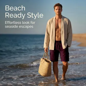 Men's casual multi-pocket shorts for summer vacation and outdoor sports, comfortable fit.