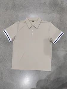 Check out the detailed view of this men's polo shirt, featuring contrast cuffs and neat lapel.