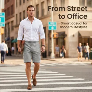 Men's casual checkered shorts featuring multi-pockets and comfortable drawstring waist design.