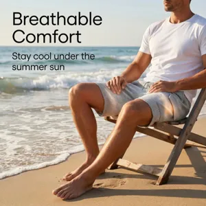 Casual mens summer beach shorts breathable loose fit multi pocket checkered vacation trousers