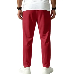 Mens Summer Quick Dry Athletic Jogger Pants Casual Straight Fit Breathable Red Trousers