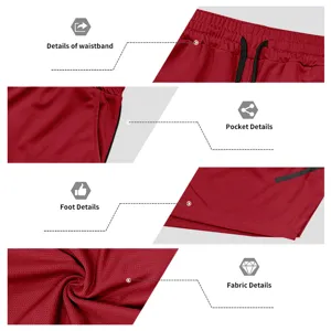 Men quick dry mesh athletic shorts detail view showing breathable fabric and waistband.