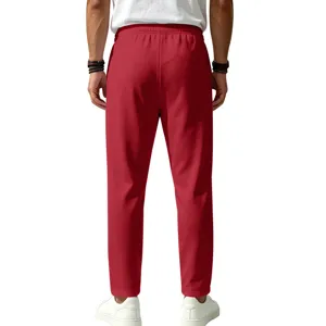 Men's red quick dry casual sports jogger pants stretch breathable outdoor straight trousers