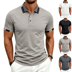 Camisa Polo de Golf de Secado Rápido para Hombres Manga Corta Casual Deporte Transpirable Cuello Rebatible Color Sólido