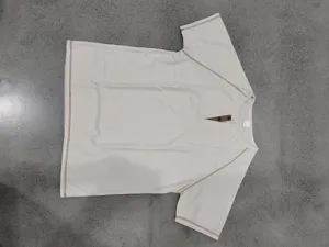 Men's waffle knit short sleeve Henley t-shirt casual raglan top contrast stitching beige