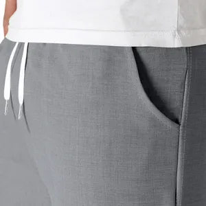 Pantalones cortos casuales grises detalle cordón hombres verano playa ropa tela cómoda