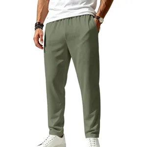 Men casual quick-dry trousers for summer outdoor sports, breathable stretch straight fit pants.