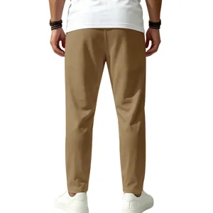 Men's casual quick-dry breathable jogger pants in khaki, perfect for outdoor sports and daily commute.