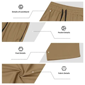 Close-up detail view of breathable mesh fabric, elastic waistband, and zipper pocket.