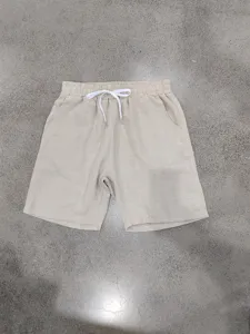 Pantalones Cortos Playa Hombre Lino Textura Verano Vacaciones Cordón Casual Bermuda