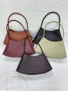 Classic handmade woven leather shoulder bag chic underarm hobo tote fashion handbag style