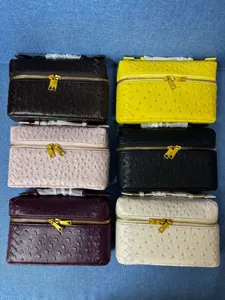 Bolso de cosméticos tejido con patrón de avestruz retro moda bolso de hombro mujer