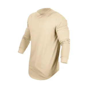 Men's casual solid color crewneck long sleeve t-shirt base top, clean background main view.