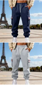 Pantaloni da jogging cargo invernali in pile uomo streetwear casual sport all'aperto