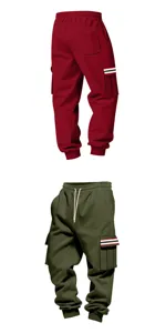 Pantaloni della tuta cargo invernali felpati da uomo con tasche e polsini elasticizzati.