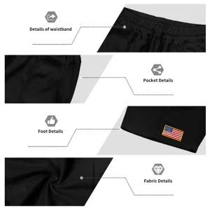 Close-up view of the black waffle shorts showing the elastic waistband and pocket details.
